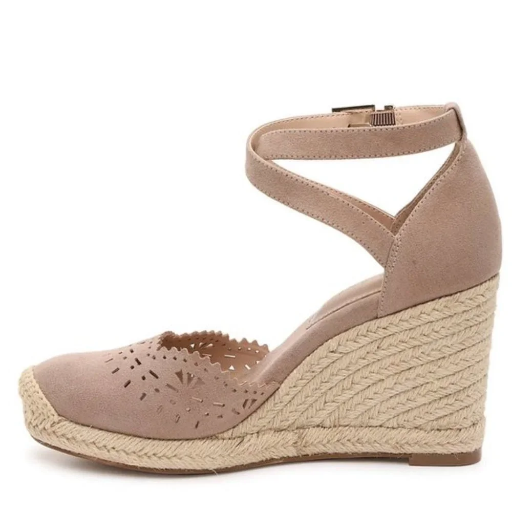 Kelly & Katie Size 10 Taupe Brown Adell Espadrille Sandal Wedges Heels